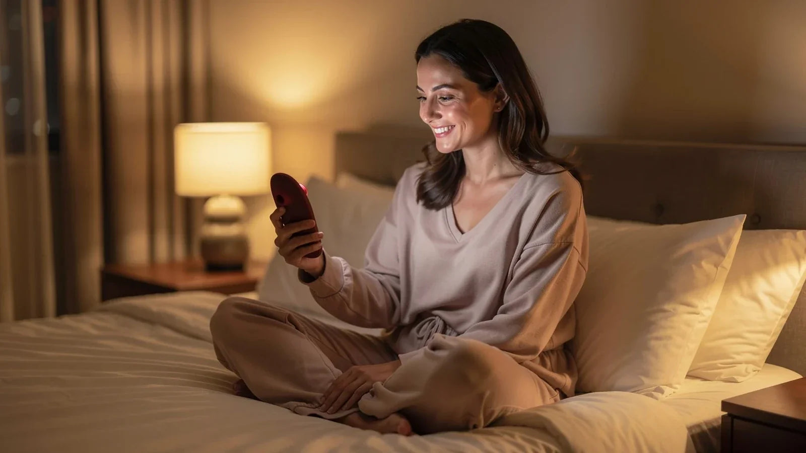 Femme détendue sur son lit tenant un Womanizer Classic 2 — qu'est-ce que le Womanizer