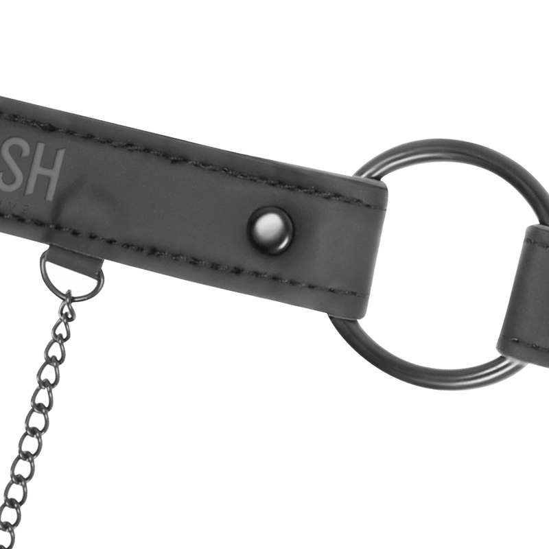 Bâillon Anneau BDSM Cuir Vegan avec Pinces à Tétons sur Chaîne - Fetish Submissive