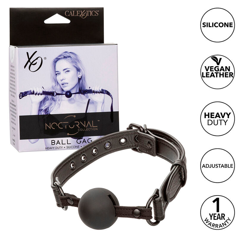 Bâillon BDSM Boule Nocturnal Silicone Sangle Réglable Noir - CalExotics