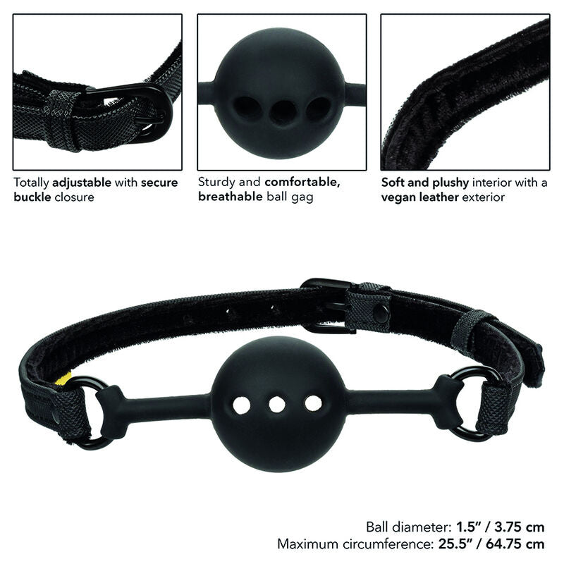 Bâillon Boule BDSM Respirant Boundless Cuir Végan Réglable - CalExotics