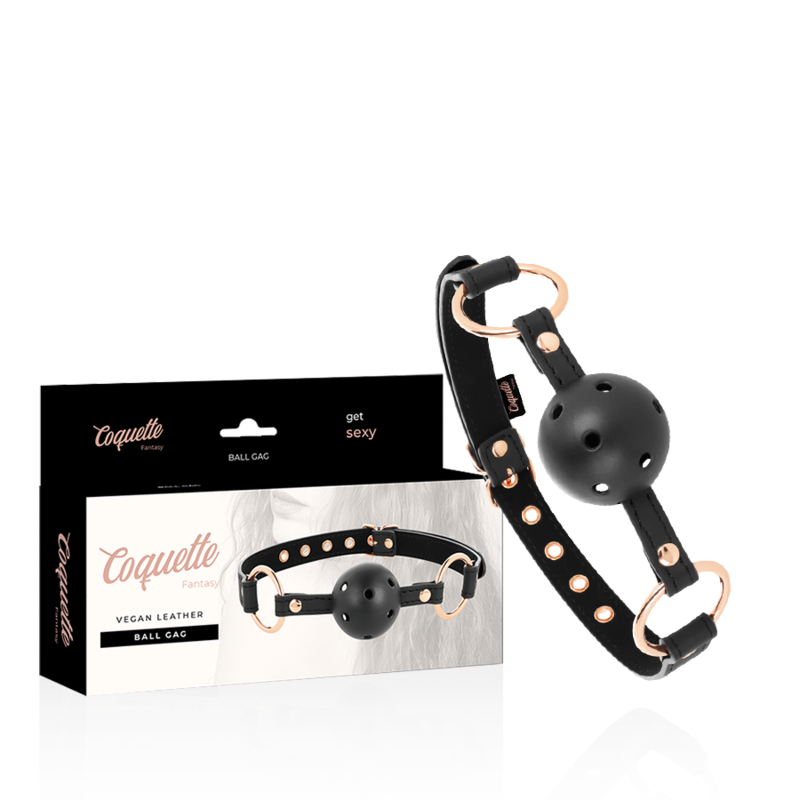 Bâillon à Boule BDSM Respirant Cuir Vegan Réglable - Coquette