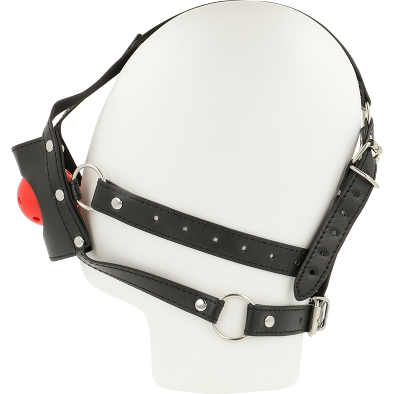 Bâillon Boule Harnais de Tête Ouverte Cuir Réglable - Ohmama