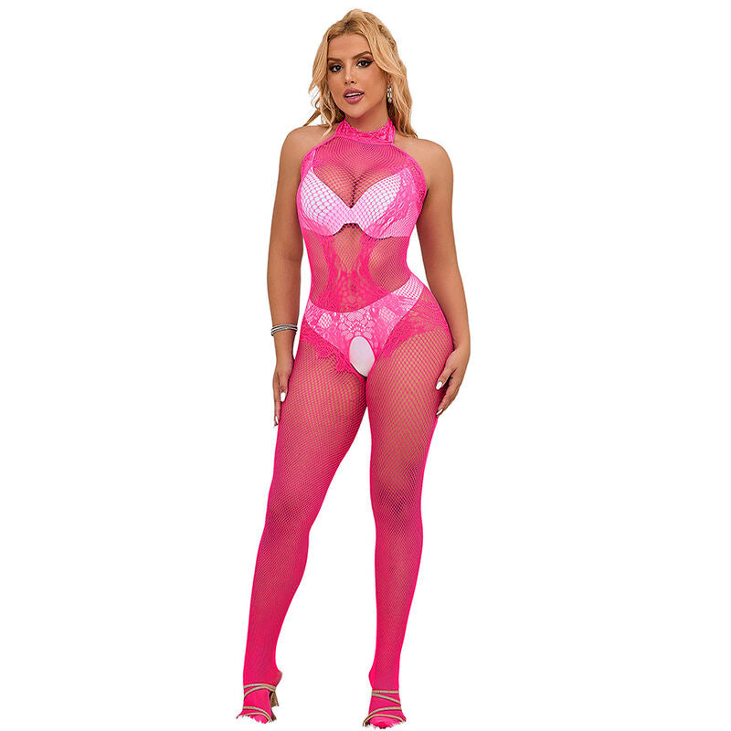 Bodystocking Résille et Dentelle Col Montant Taille Unique - Subblime