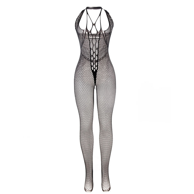 Bodystocking Résille Noir Bretelles Poitrine et Dos Taille Unique - Subblime