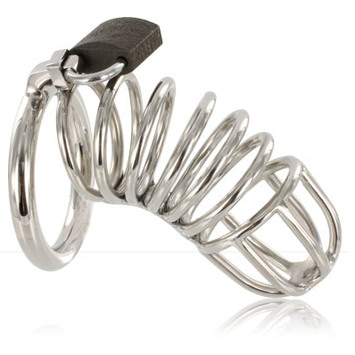 Cage de Chasteté Acier Inoxydable Anneau Testiculaire avec Cadenas - Metal Hard