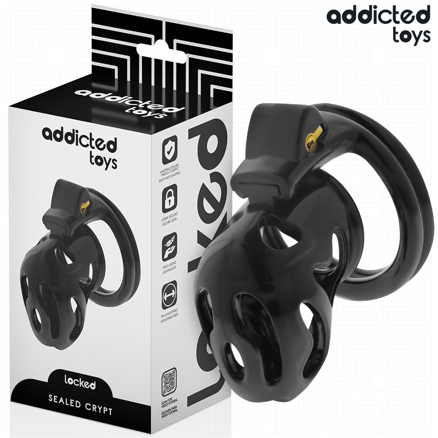 Cage de Chasteté Locked Verrouillable 4 Anneaux Cadenas - Addicted Toys