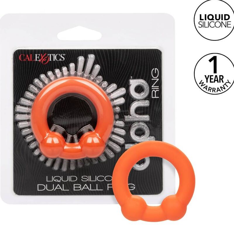 Cockring Alpha Double Boule Silicone Extensible Orange - CalExotics