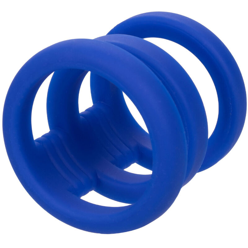 Cockring Cage Triple Anneaux Admiral Silicone Extensible Bleu - CalExotics