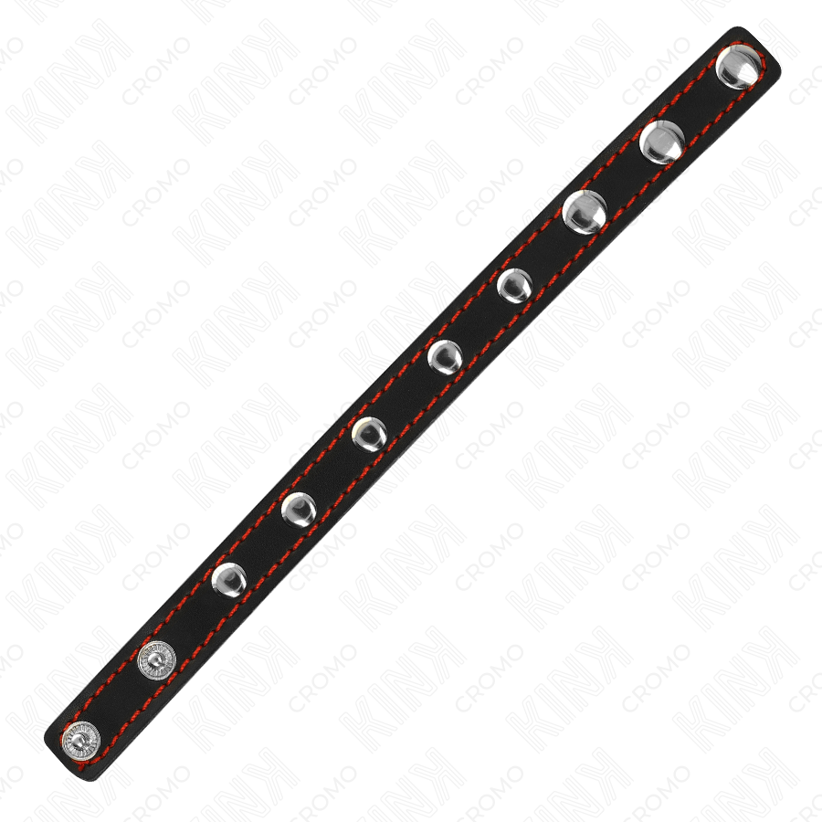 Cockring Cuir Fermeture à Pression Doublure Rouge Réglable - Kink