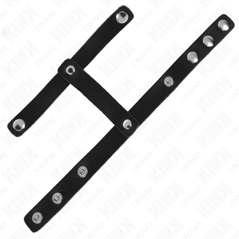Cockring Cuir Réglable avec Sangle Diviseur de Testicules - Kink