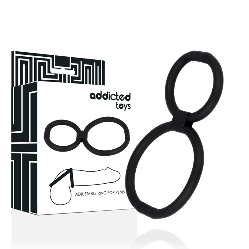 Cockring Double Anneau Réglable Pénis et Testicules Silicone - Addicted Toys