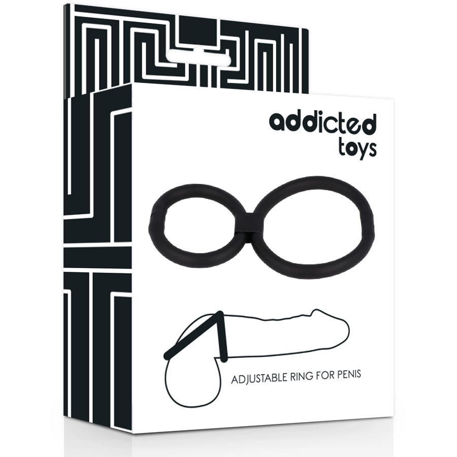Cockring Double Anneau Réglable Pénis et Testicules Silicone - Addicted Toys