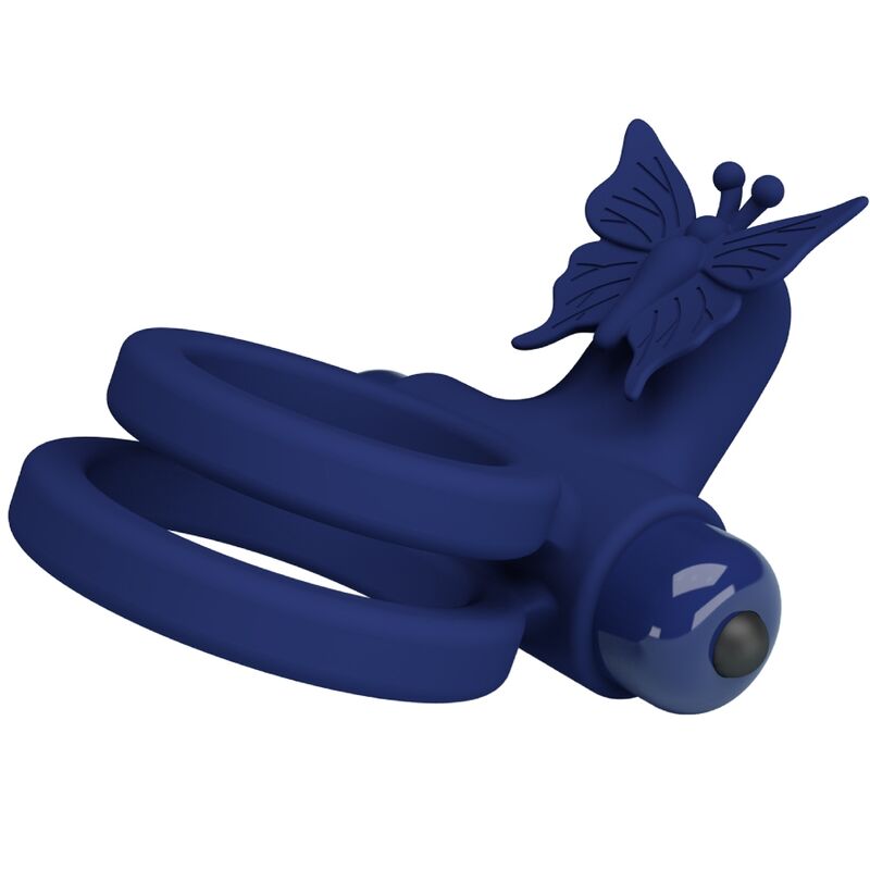 Cockring Double Anneau Vibrant Jamele Stimulateur Papillon 10 Modes - Pretty Love