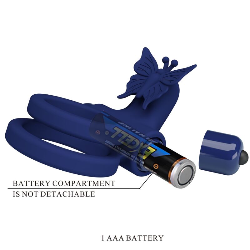 Cockring Double Anneau Vibrant Jamele Stimulateur Papillon 10 Modes - Pretty Love