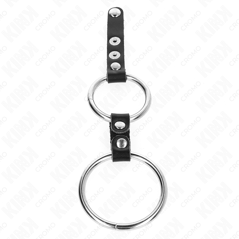 Cockring Double en Cuir Anneaux Réglables 3,8 à 5 cm - Kink