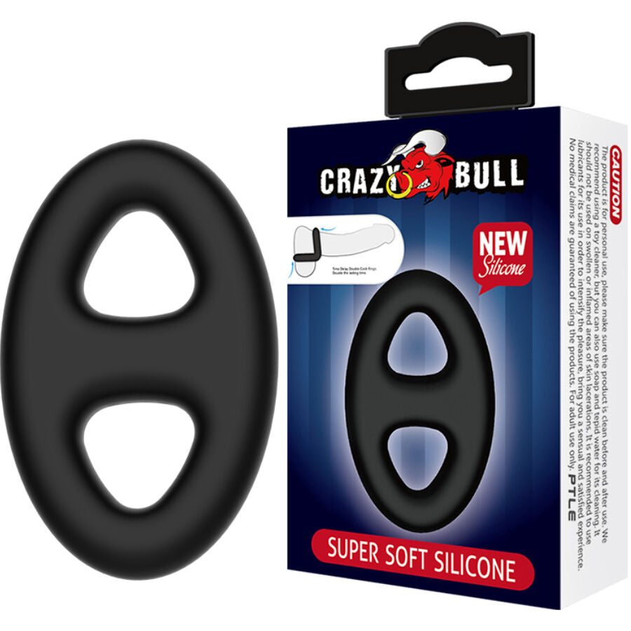 Cockring Double Ovale Silicone Souple Ajustable Étanche - Crazy Bull