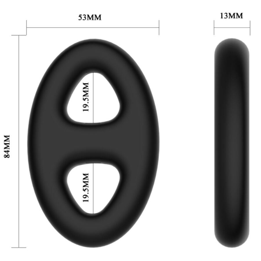 Cockring Double Ovale Silicone Souple Ajustable Étanche - Crazy Bull