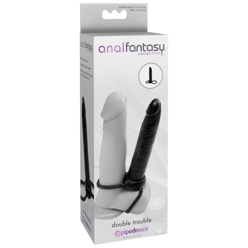 Cockring Double Pénétration Gode Intégré Silicone Souple - Anal Fantasy