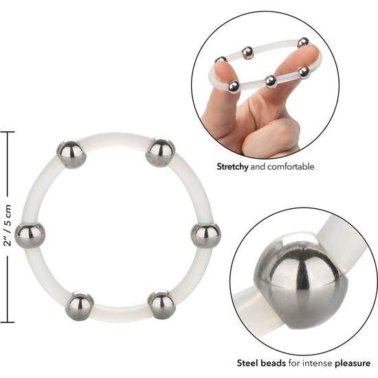 Cockring en Silicone Perles Acier - Anneau Élastique - CalExotics