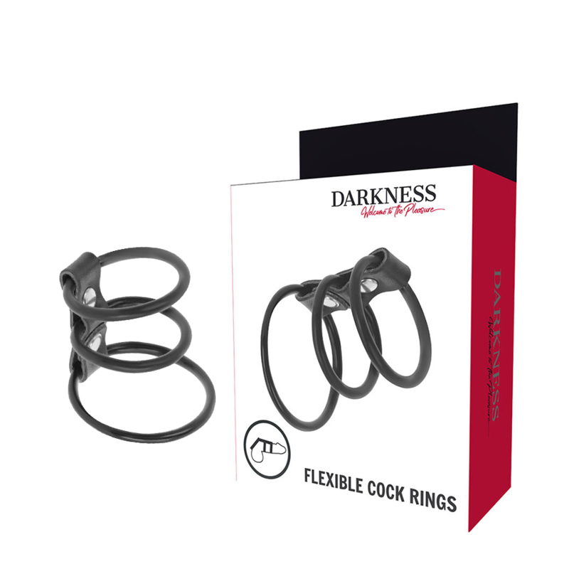 Cockring Set 3 Anneaux Pénis Flexibles TPR Souples - Darkness