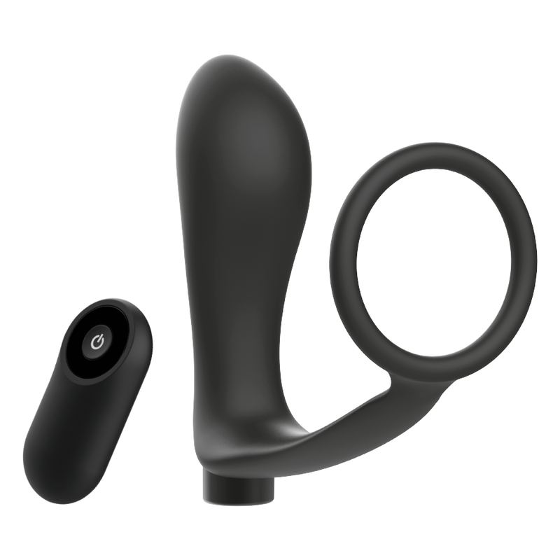 Cockring Vibrant avec Plug Anal Télécommandé 10 Modes Rechargeable - Addicted Toys