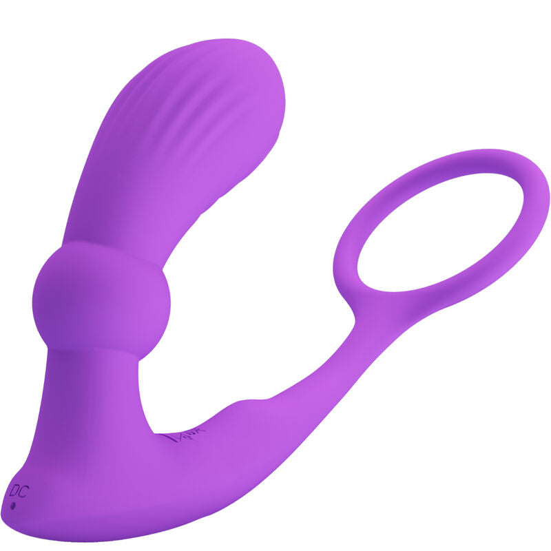 Cockring Vibrant avec Plug Anal Warren Silicone Rechargeable - Pretty Love
