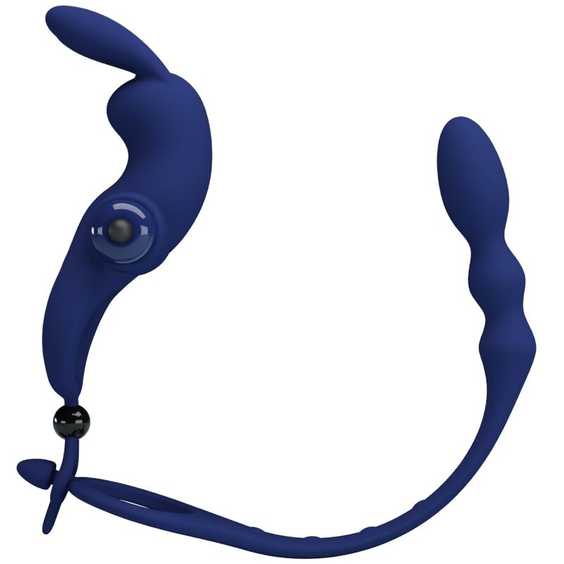 Cockring Vibrant Ayad avec Plug Anal Silicone 10 Modes - Pretty Love