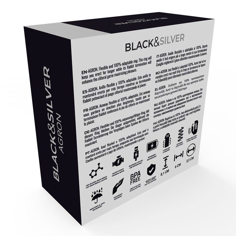 Cockring Vibrant Connecté Agron WatchMe 10 Modes Rechargeable - Black&Silver
