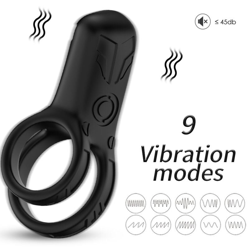 Cockring Vibrant Double Anneau 9 Modes Rechargeable Étanche - Armony