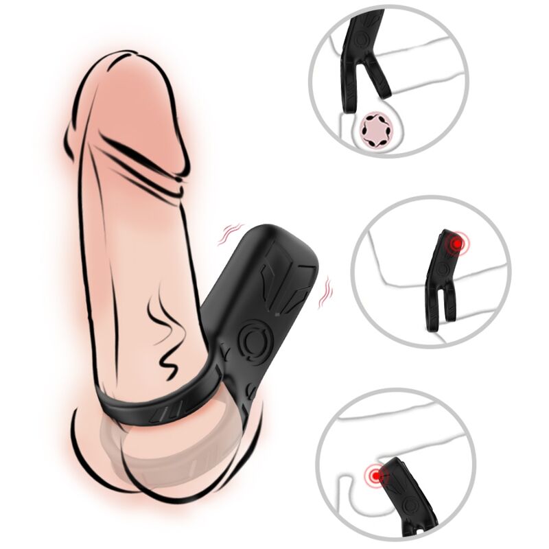 Cockring Vibrant Double Anneau 9 Modes Rechargeable Étanche - Armony