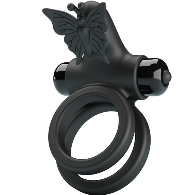 Cockring Vibrant Double Anneau Papillon 10 Modes Rechargeable - Pretty Love