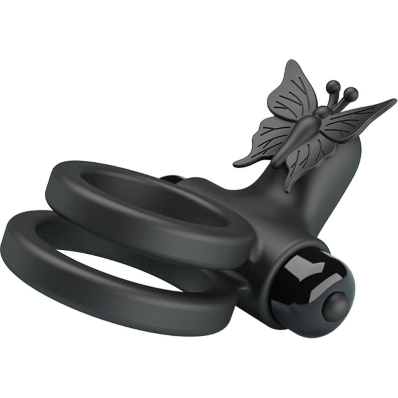 Cockring Vibrant Double Anneau Papillon 10 Modes Rechargeable - Pretty Love