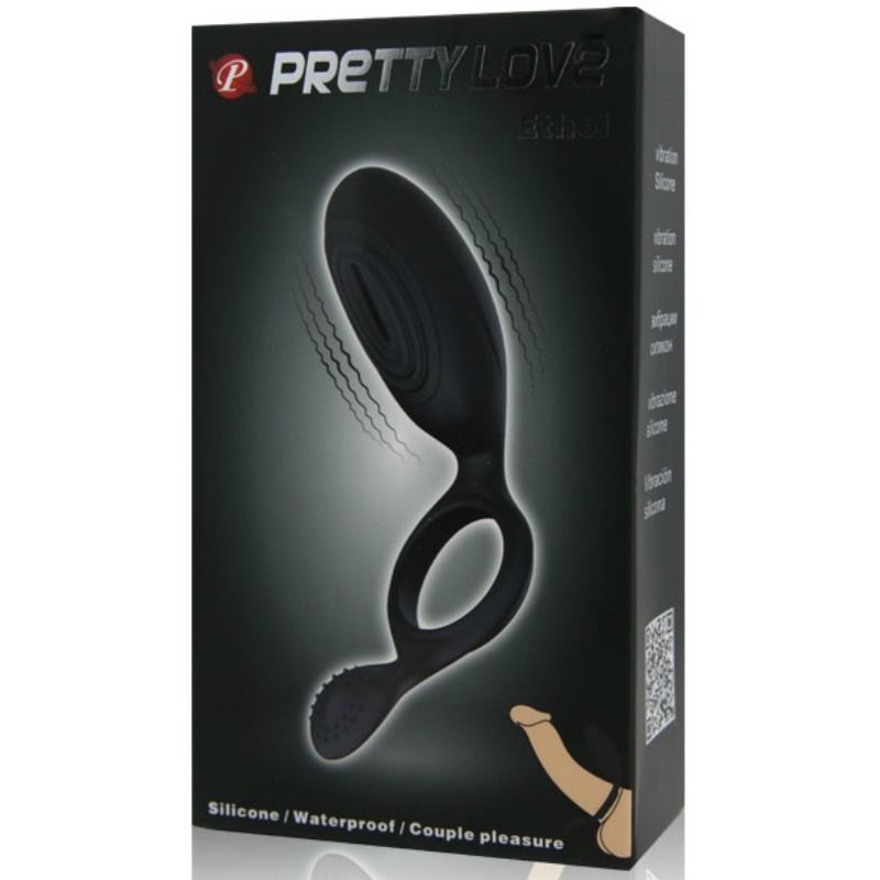 Cockring Vibrant Ethel Silicone Stimulateur Clitoridien Noir - Pretty Love