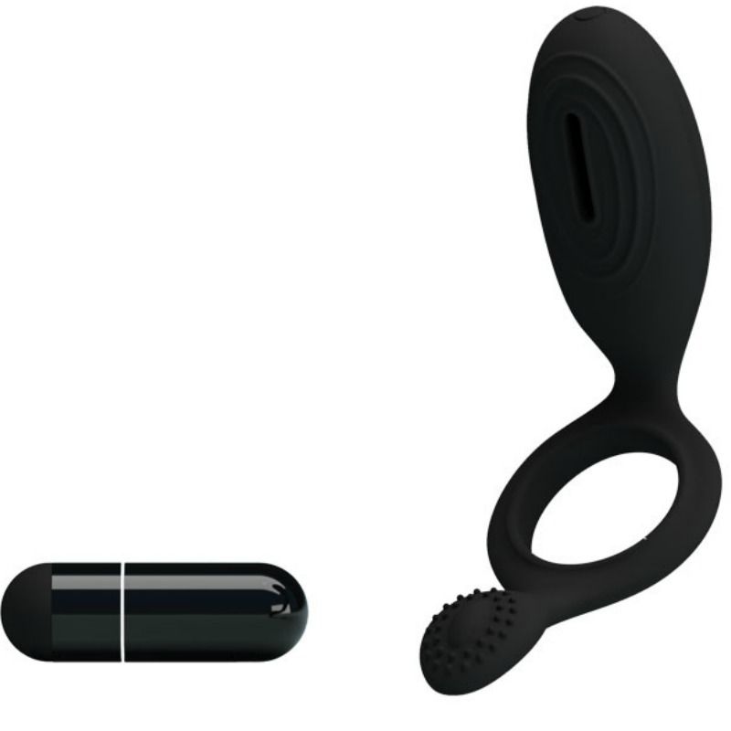 Cockring Vibrant Ethel Silicone Stimulateur Clitoridien Noir - Pretty Love