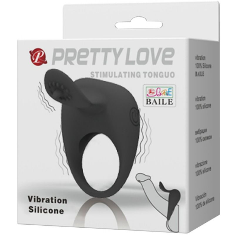 Cockring Vibrant Langue Stimulatrice Silicone Texturé - Pretty Love