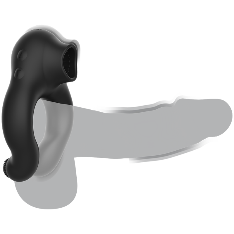 Cockring Vibrant Licking Silicone 3 Moteurs Rechargeable Noir - Black&Silver
