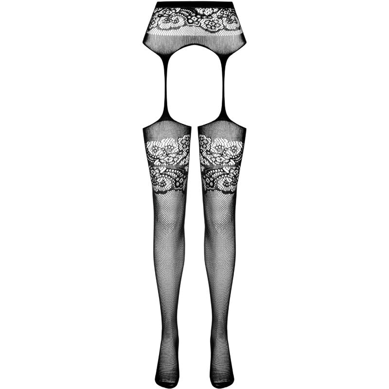 Collant Sensuel Noir Effet Jarretière Imprimé Taille Unique - Passion Woman