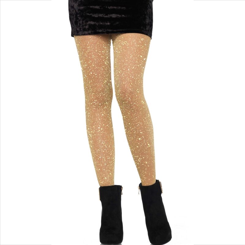 Collants Transparents Scintillants Dorés Taille Unique Extensibles - Leg Avenue