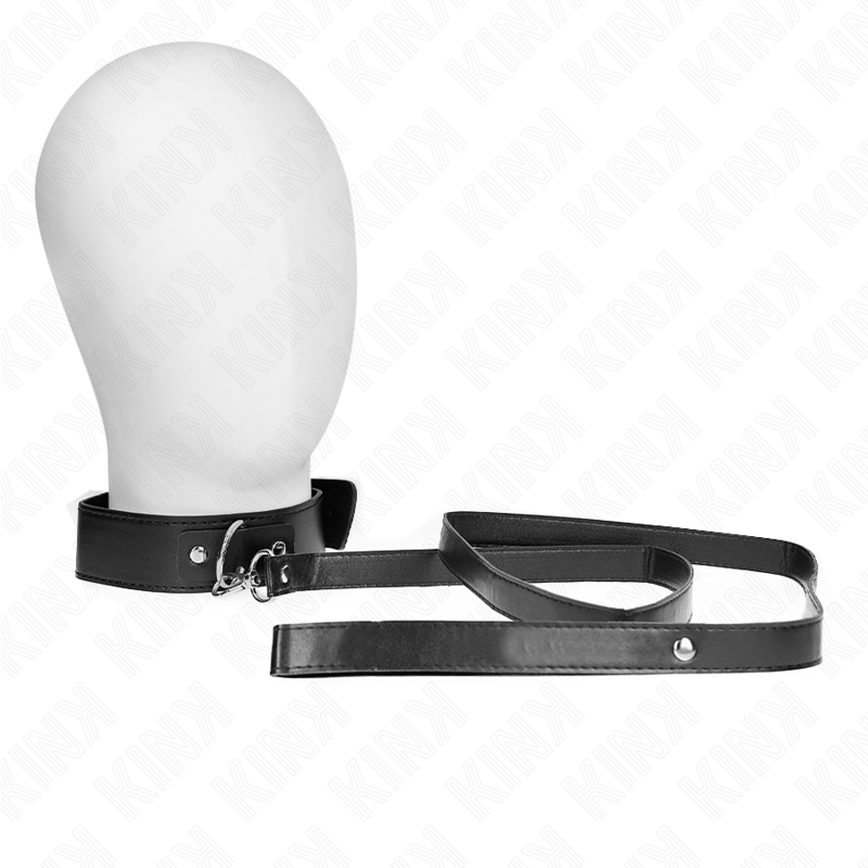 Collier BDSM avec Laisse 116 cm Ajustable 32-50 cm Cuir - Kink