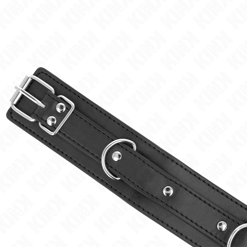 Collier BDSM avec Laisse 65 cm 3 Anneaux Réglable 38-49 cm - Kink