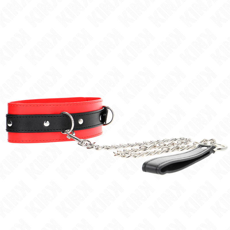 Collier BDSM avec Laisse 65 cm Cuir et Métal - Kink