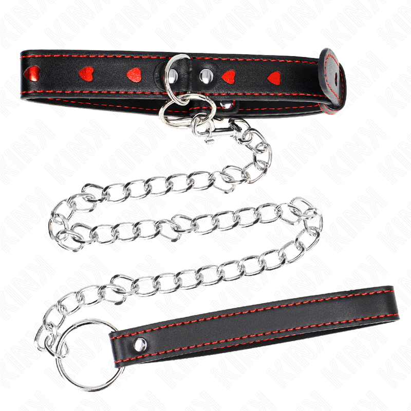 Collier BDSM avec Laisse Bracelet Détails Cœur Réglable 65 cm - Kink