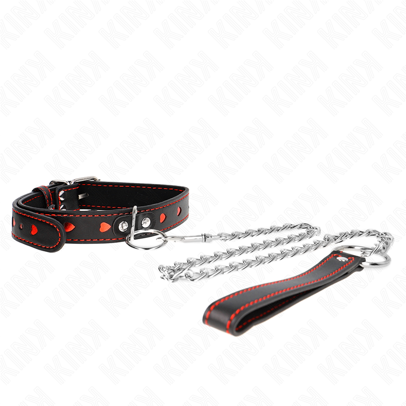 Collier BDSM avec Laisse Bracelet Détails Cœur Réglable 65 cm - Kink