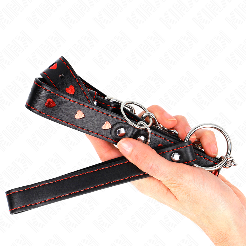 Collier BDSM avec Laisse Bracelet Détails Cœur Réglable 65 cm - Kink