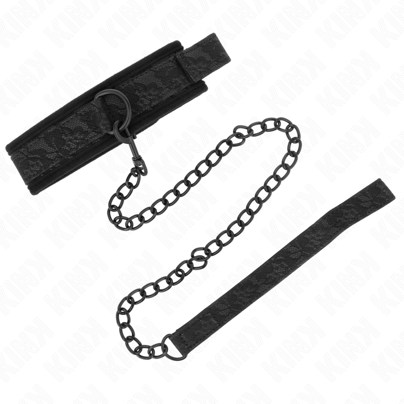 Collier BDSM Basic avec Laisse 77 cm Ajustable Cuir - Kink