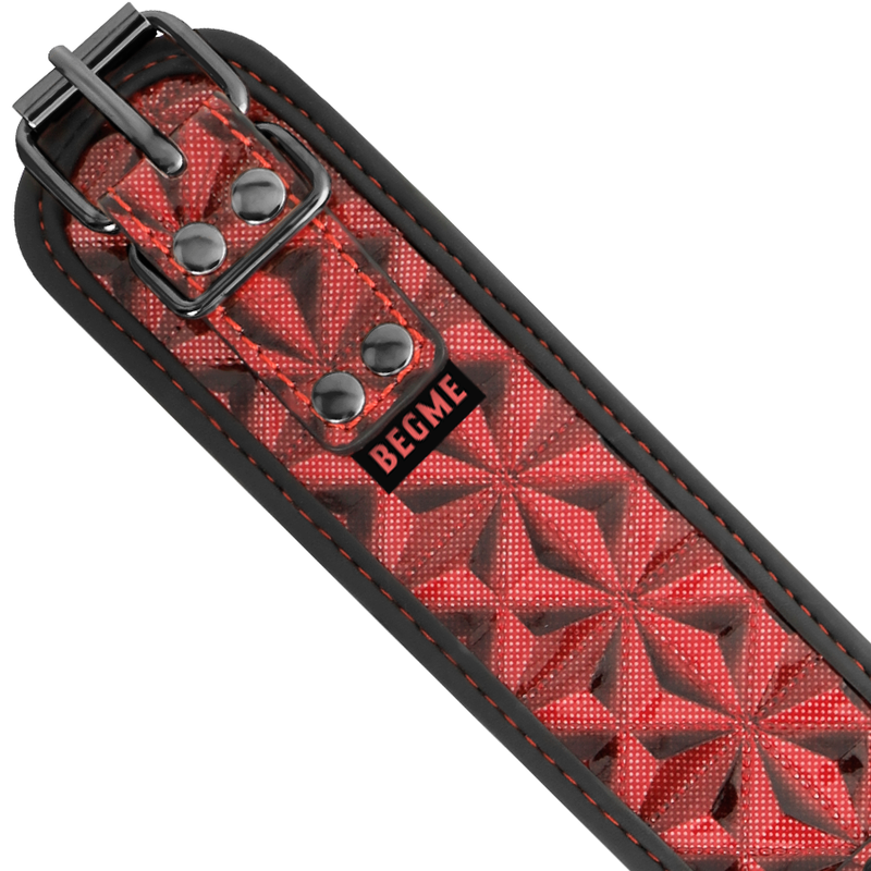 Collier BDSM Cuir Végan Doublure Néoprène Édition Rouge - Begme