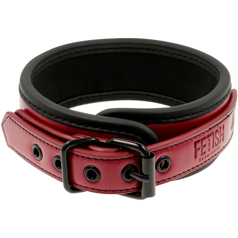 Collier BDSM Dark Room Cuir Vegan Doublure Néoprène Chaîne Métal - Fetish Submissive