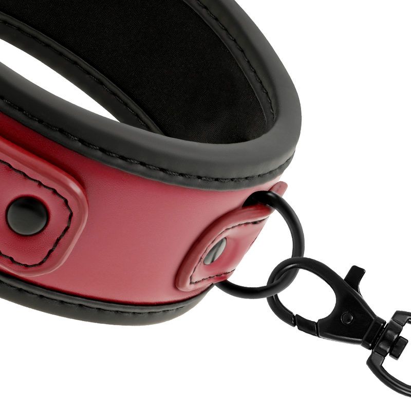 Collier BDSM Dark Room Cuir Vegan Doublure Néoprène Chaîne Métal - Fetish Submissive
