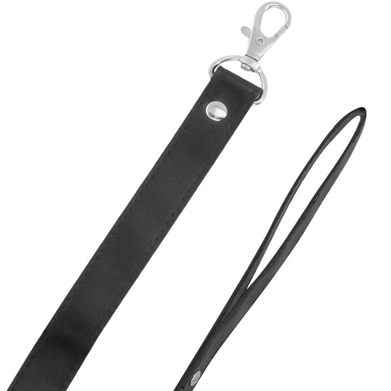 Collier BDSM Doublé Néoprène Cuir PU avec Laisse Titane - Darkness