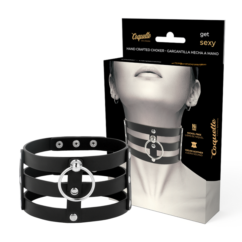 Collier Ras de Cou BDSM Cuir Végan Réglable Style Fétichiste - Coquette